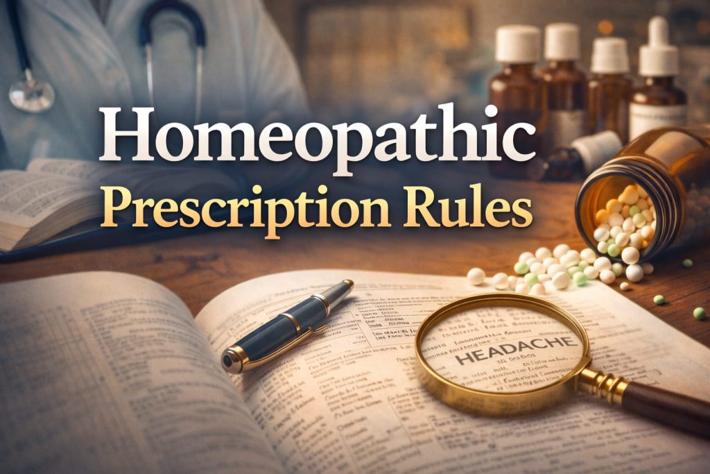 হোমিওপ্যাথিক নিয়ম অনুযায়ী ব্যবস্থাপত্রের নিয়ম-কানুন